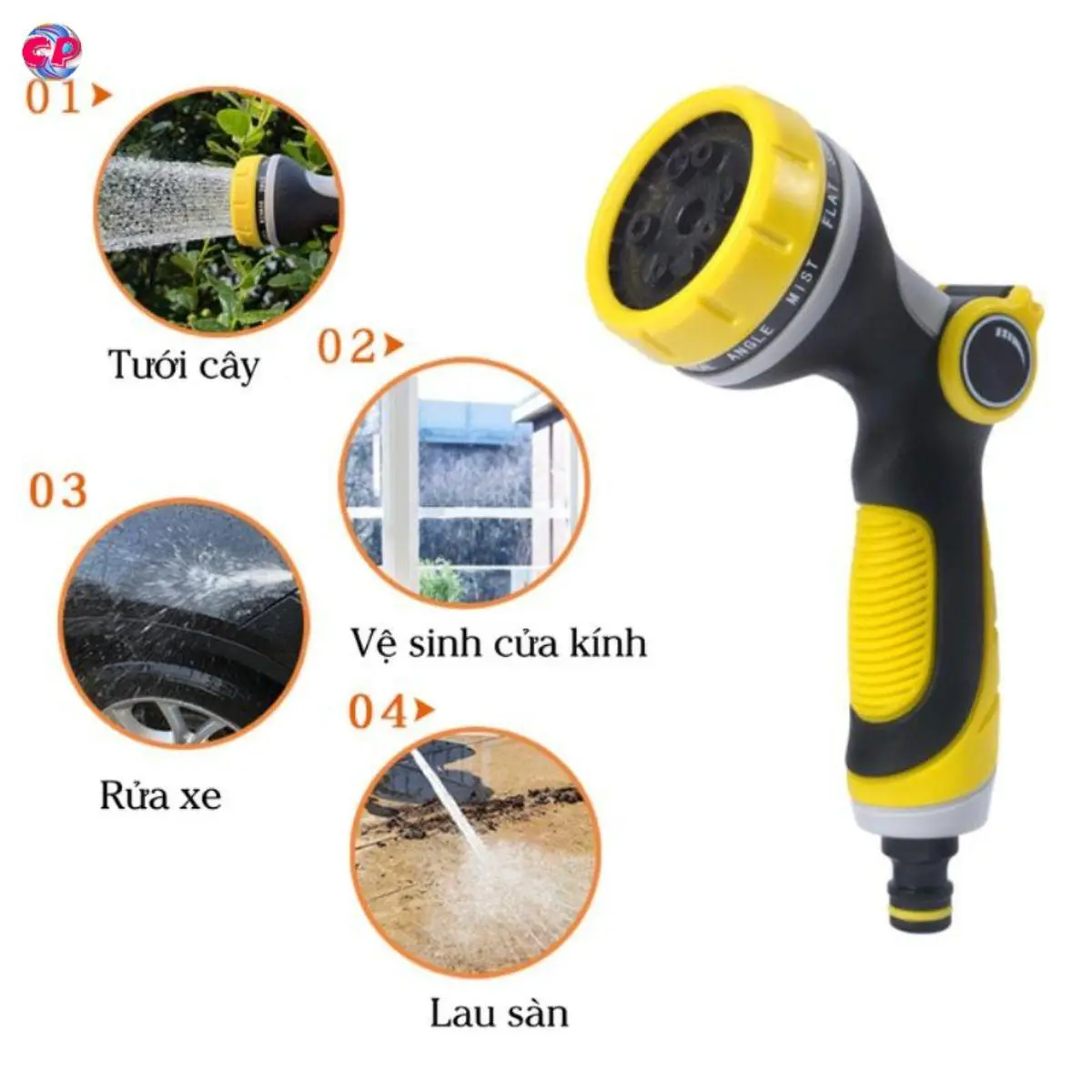 Vòi Phun Nước Tưới Cây 10 Chức Năng Vòi Xịt Cao Áp Rửa Xe Tắm Chó Mèo Đa Năng Bằng Nhựa Abs Cao Cấp
