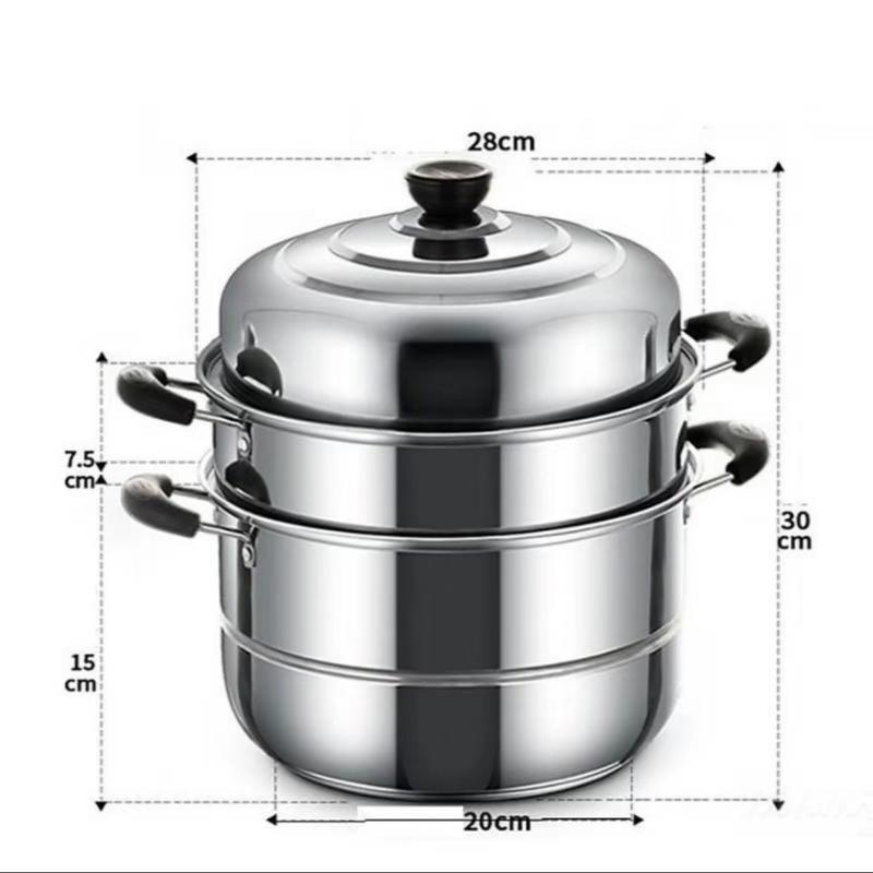 Nồi hấp inox 3 tầng 28cm tiện ích tặng kèm vỉ hấp nồi hấp bánh bao thức ăn 1