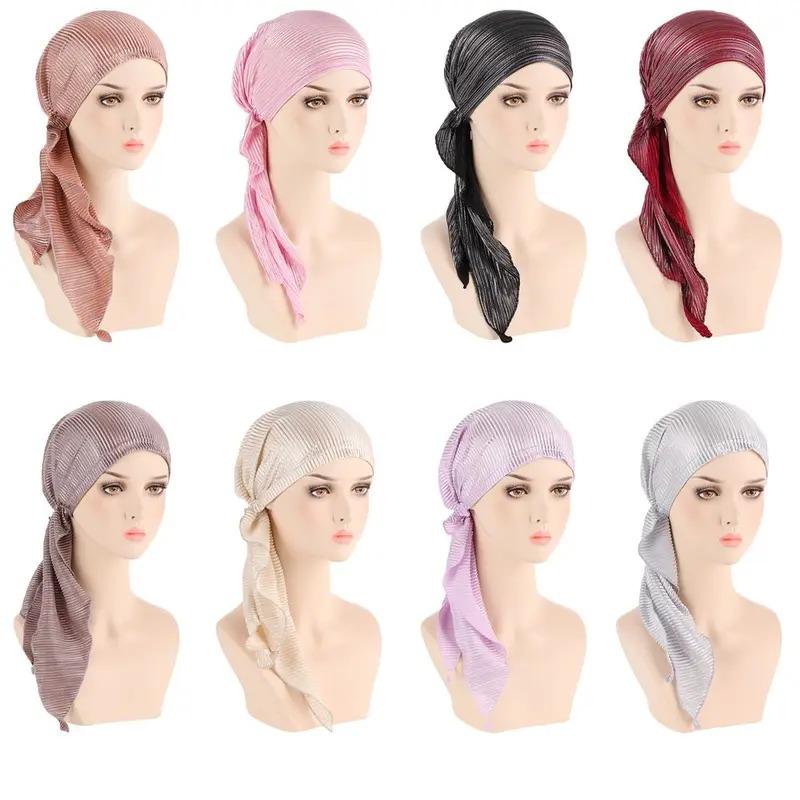 Hair Loss Women Headwrap Headwear Headscarf Beanie Cap Muslim Hijab Pre-Tied Bonnet Cancer Chemo Cap 1
