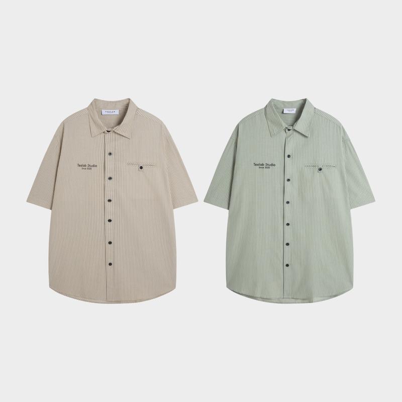 Áo Sơ Mi Tay Ngắn Teelab Double Straight Line Shirt Unisex Form Oversize Local Brand SS067