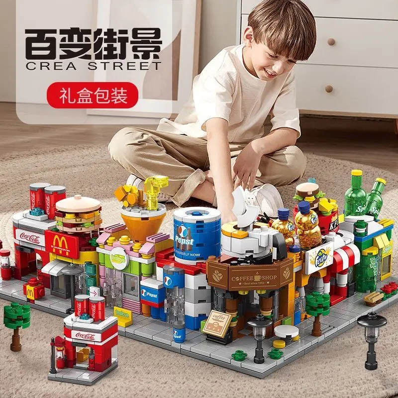 Tương thích với Lego Variety Chế độ xem phố Khối xây dựng Các hạt nhỏ của trẻ em Thành phố Câu đố xây dựng Lắp ráp Quà tặng ngày lễ cho bé trai và bé gái 0