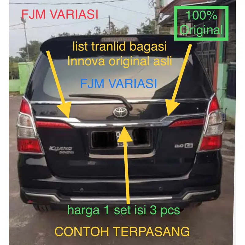 GARNISH LIST LIS CRHOME TRUNKLID BAGASI BELAKANG TOYOTA INNOVA INOVA 2014 2015 ORIGINAL ASLI