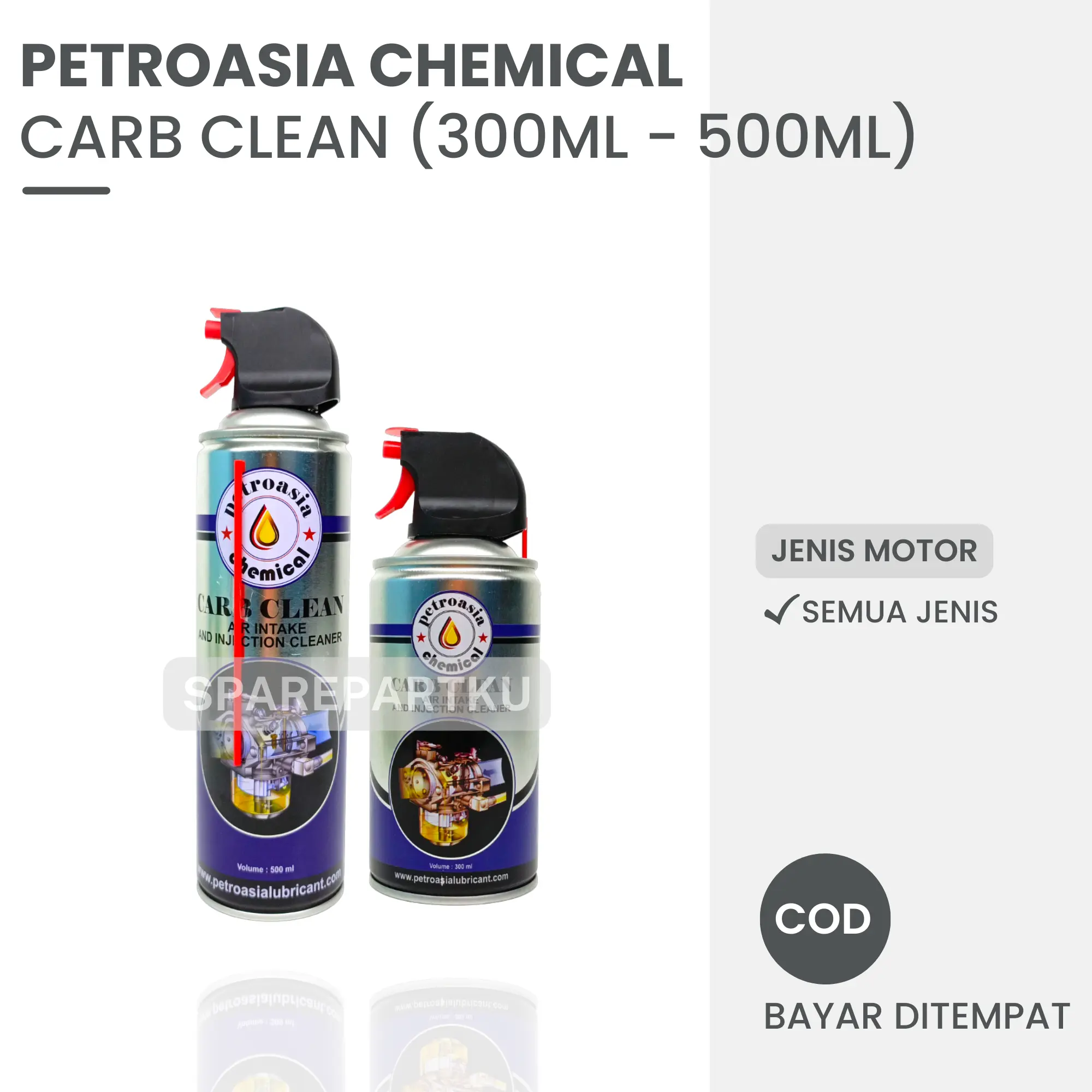 PETROASIA CARB CLEANER / INJECETCION CLEANER / CAIRAN PEMBERSIH KARBURATOR / INJECTOR / PEMBERSIH CVT / READY UKURAN 300 ML – 500 ML / CLEANER / CARBURATOR