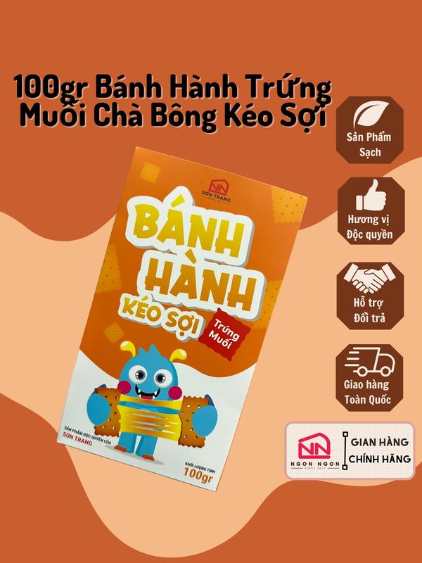 (A12) 100gr Bánh Hành Trứng Muối Chà Bông Kéo Sợi, 5-6 bánh, Đồ Ăn Vặt SNACK Bánh Quy Thức Ăn Food
