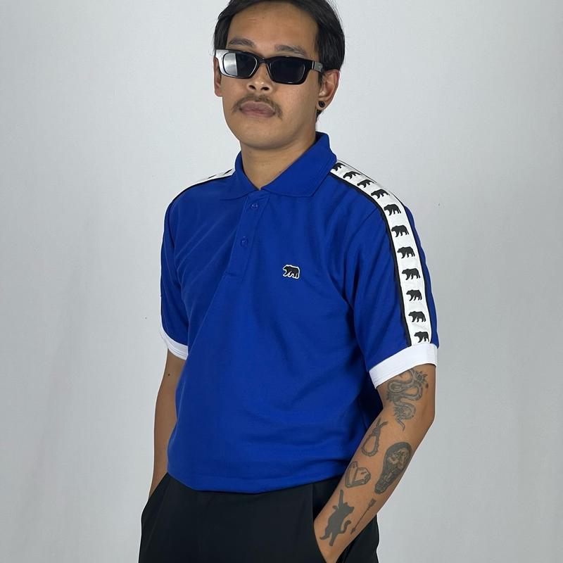 Acbst Co Kaos Polo Shirt Tapped Bear Logo Blue Electric Casual Pria 0