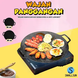 (SS) Alat Panggangan BBQ Grill Pan Korean Wajan Bulat Anti Lengket Serbaguna Baja Kitchenware