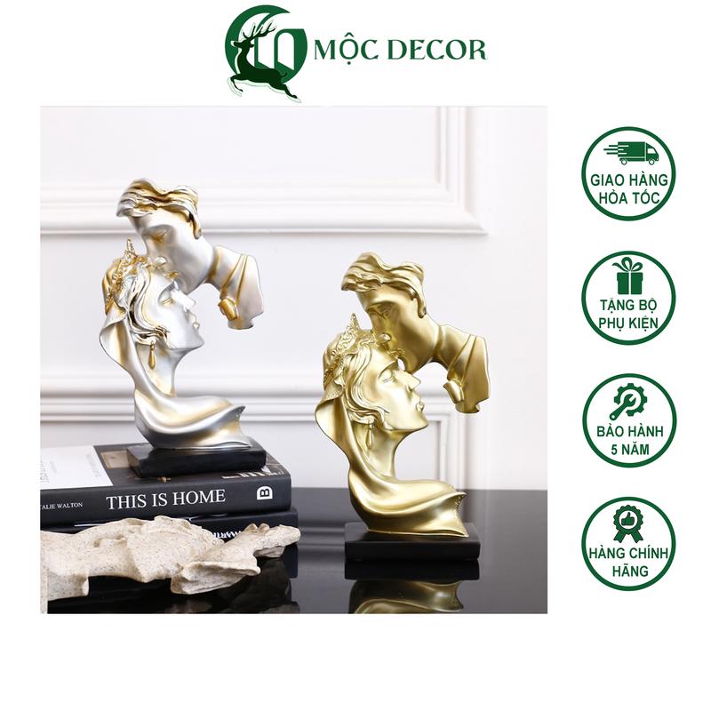Decor Tượng Mạ Vàng Đôi Tình Nhân Với Nụ Hôn Nồng Nàn Trang Trí Nội Thất Nhà Ở Phong Cách Bắc Âu Decor Phòng Trang Trí Nhà H02.2