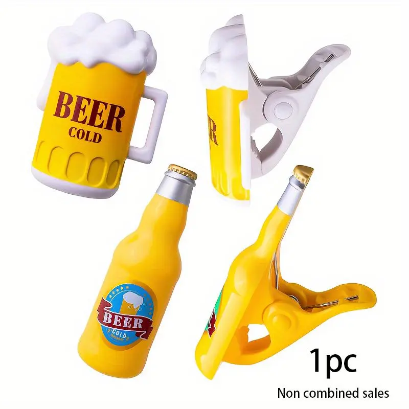 Beer Bottle/Mug Shaped Towel Clip, Creative Windproof Beach Towel Clip for Beach, Holiday Swimming Pool, Cruise Ship, and Terrace