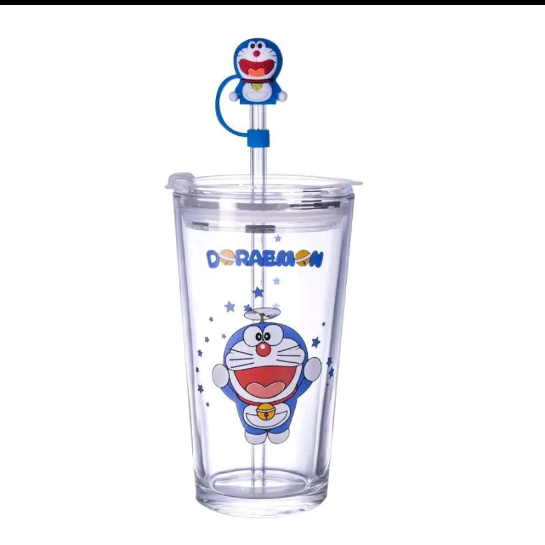 Tumbler kaca +sedotan dan tutup estetik