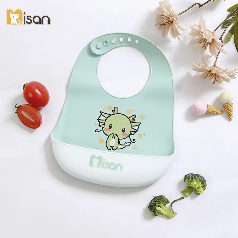 Yếm Ăn Dặm Silicone Misan Mềm, Nhẹ Cao cấp có máng hứng nhiều hình, mẫu mã đa dạng 4