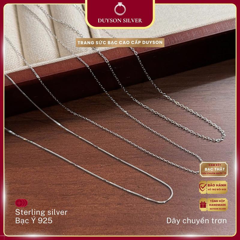 Dây chuyền trơn bạc Ý 925 cao cấp Duyson Silver, Vòng cổ bạc trơn chuyên dụng mix charm tạo điểm nhấn phong cách DCXK80