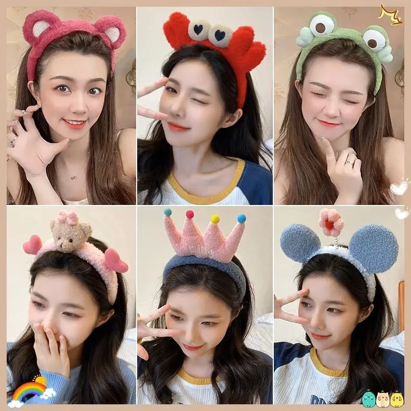 1 Pcs Korea Dongdaemun Plush Bear Ears Strawberry Hair Band Hair Clip Women's Headwear