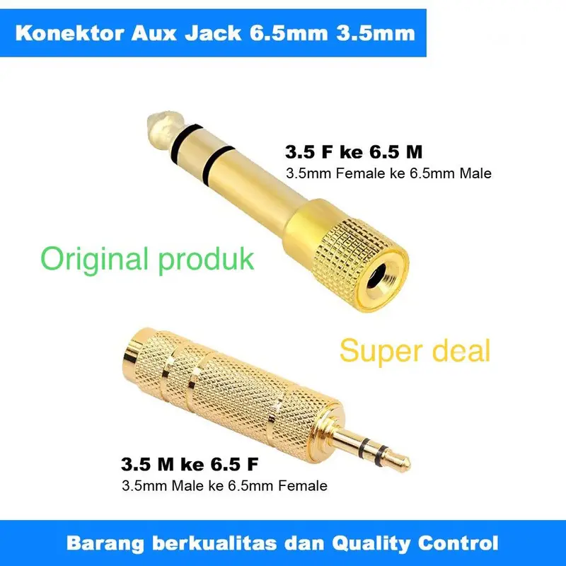 Konektor / connector Aux Jack 6.5mm ke 3.5mm - Headphone Jack Adapter 3.5mm (1/8) to 6.5mm (1/4) Stereo 4