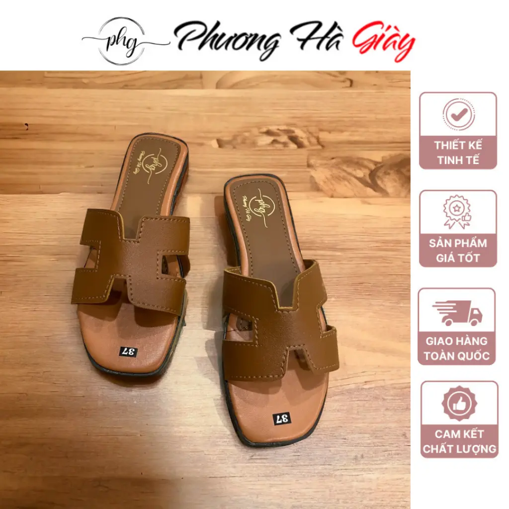 Dép Bệt Quai Ngang A11 - Dép Bệt H - Dép Nữ Đi Êm Chân From Chuẩn Đủ Size 35-39 Màu Đen, Bò