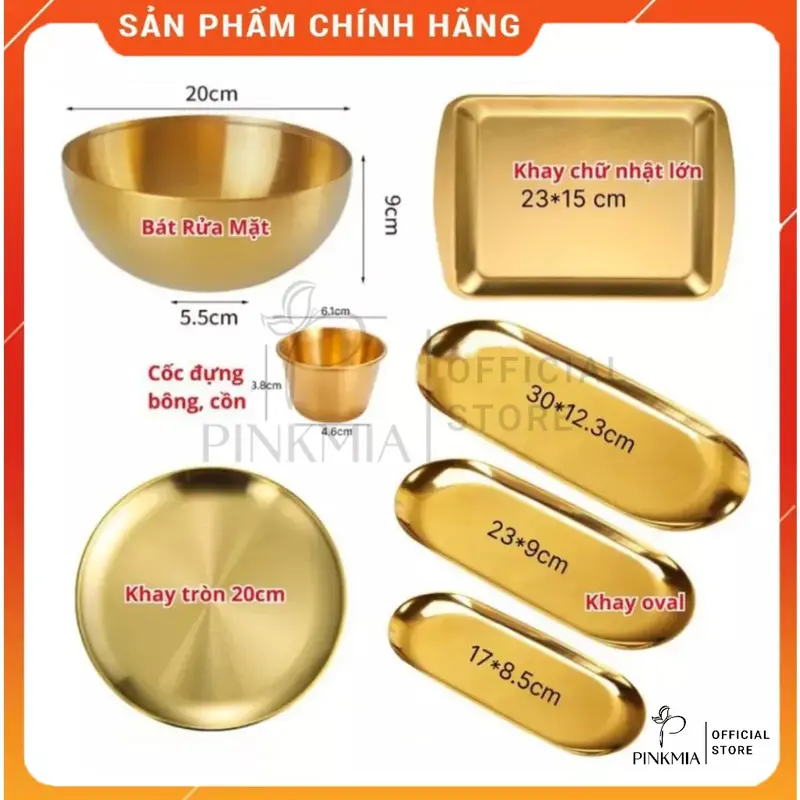 Khay, Bát Inox, Khay Hạt Đậu, Cốc Đựng Bông, Chén Inox Mạ Vàng Sang Trọng 0