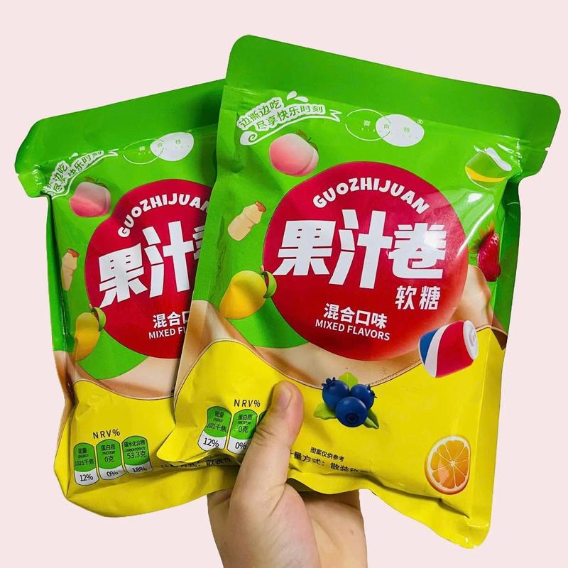 Kẹo Dẻo Cuộn Hương Vị Trái Cây Đầy Màu sắc Gou Juan Dai Mềm Kéo Dãn Ăn Vặt Bánh Kẹo Venn Shop Candy Food