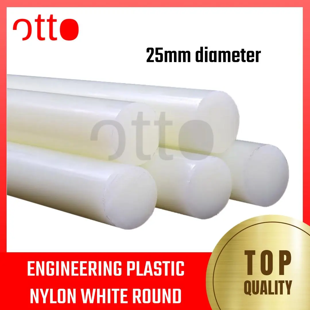 Engineering Plastic Nylon White Black-  25mm diameter (Length: 500mm 1meter)
