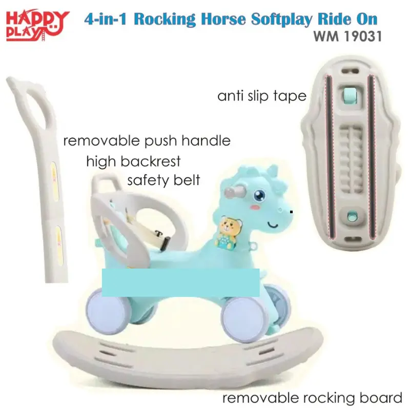 Happy Play 4in1 Rocking Horse Softplay 3in1 Ride On Mainan kuda kudaan 4 in 1 Balance Bike 3 in 1