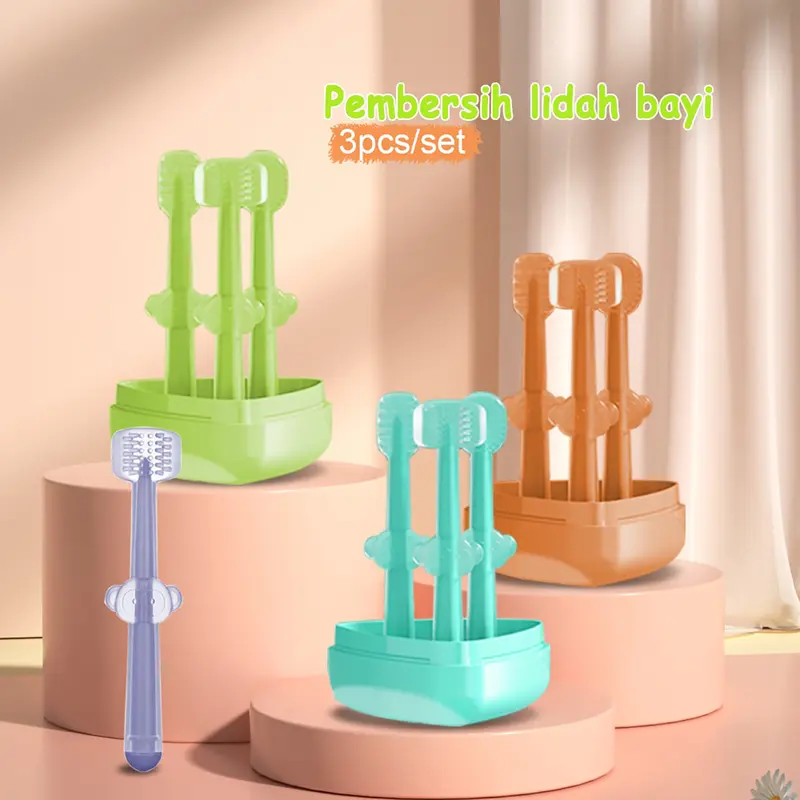 （COD）Sikat Gigi Bayi pembersih lidah bayi Sikat 4 in 1 penyedot ingus bayi  Perawatan Mulut Bayi Sikat Gigi Silikon Bebas BPA/ Sikat Gigi Lidah Bayi 3 in1 Food Grade Silikon Pembersih Mulut Baby Newborn Infant Toddler Girls Boys Brush 1