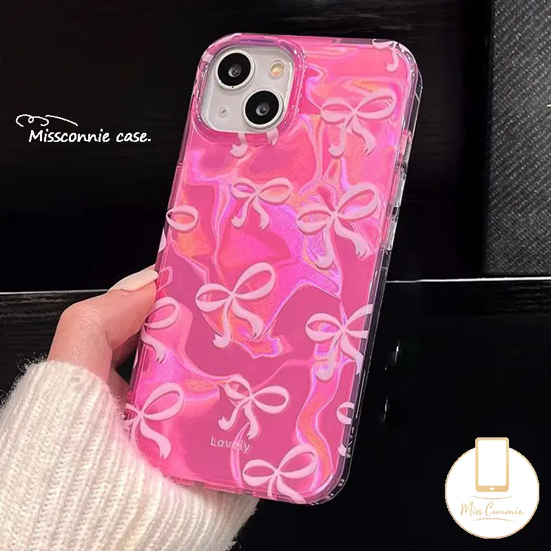 MissConnie Casing Untuk Vivo Y17s Y03 Y36 Y18 Y22 Y15 Y21 Y35 Y30 Y28 Y27s Y20s Y51 Y100 Y16 Y11 Y21s Y20 Y12i Y27 Y17 Y15s Y02 Y31 V25 Y12s Y91 Doodle Dreamy Romantis Lucu Cinta Merah Muda Hati Ikatan Simpul Gelang Mewah Ripple Luster Case 5
