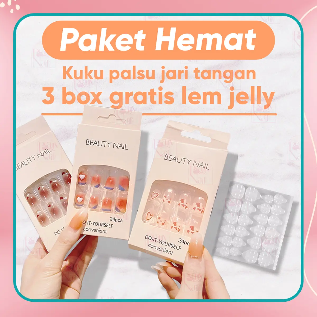 BFNS 3 Box Kuku Palsu FREE Lem Jelly 3 Lembar