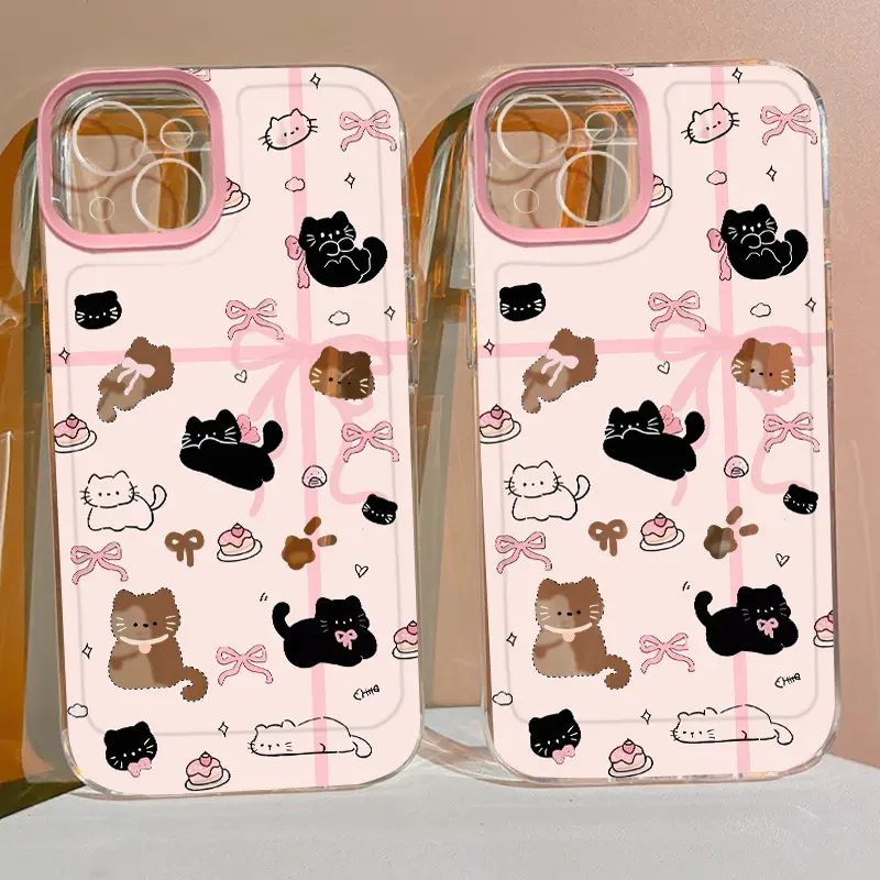 Ốp Điện Thoại Họa Tiết Mèo Đen, Thiết Kế Sang Trọng Và Thời Trang, Tương Thích Với iPhone 16 Pro Max, 11, 12, 13, 14, 15, XR, X, XS Max, 7, 8 Plus, SE2020, Chất Liệu TPU, Trong Suốt, Bao Gồm Tất Cả, Ốp ốp Mềm Silicon Chống Trượt, Giá Cả Phải Chăng 6
