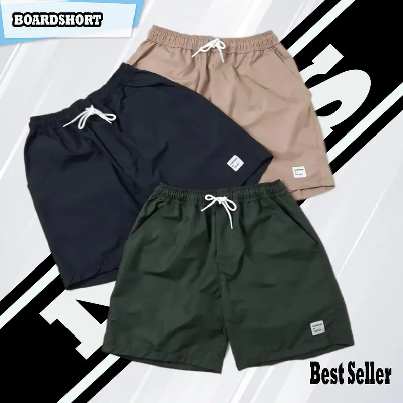 PROMO GILA!!! 100 RIBU DAPAT 5 PCS CELANA PENDEK BOARDSHORT SANTAI UNISEX CELANA PENDEK TWILL Dewasa Katun Nyaman Pria Shorts Panjang Tebal 1