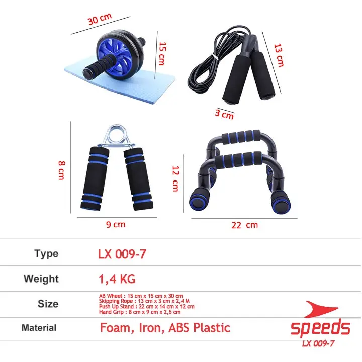 SPEEDS Ab Roller Foam Set Handgrip Free Tas Ab Wheel Alat Push Up Alat Fitness Gym 009-7 2