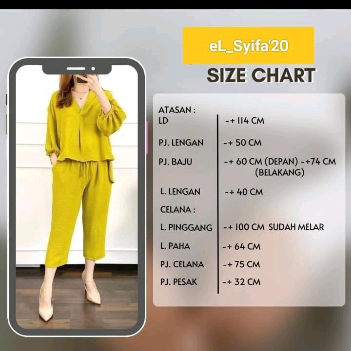 One set Luna crincle airflow Setelan Wanita Atasan Baju Celana Nyaman  Panjang Balon Crinkle Kerah Remaja 5