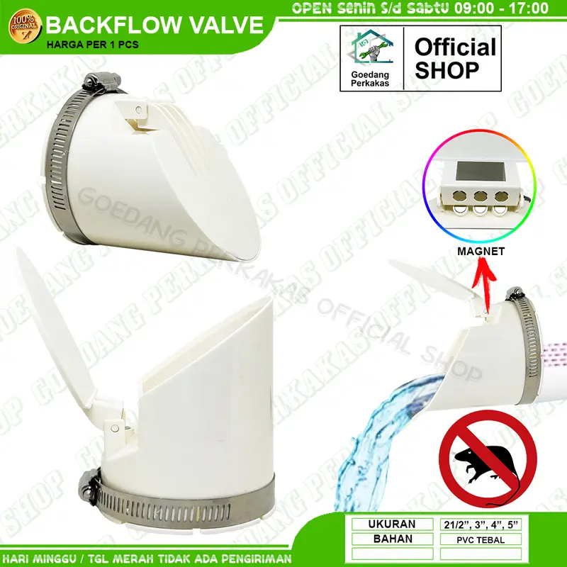 Backflow Valve Pvc Tebal Soligen 2.5" 3" / Penutup Pipa Magnet 0