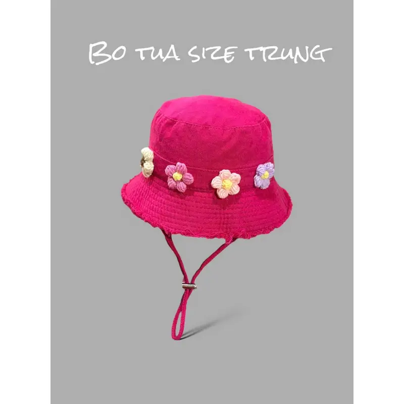 Mũ cho bé gái vành kết hợp hoa , Mũ bucket, mũ vành cho bé họa tiết dễ thương hot trend 5