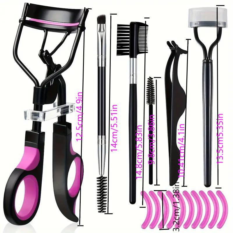 Eye Care Makeup Tool Kit (16pcs/set), Including Eyelash Curler & Eyelash Brush & Eyebrow Trimmer & Eyebrow Brush & Eyelash Comb & Lash Tweezers for Women, Cosmetics 1