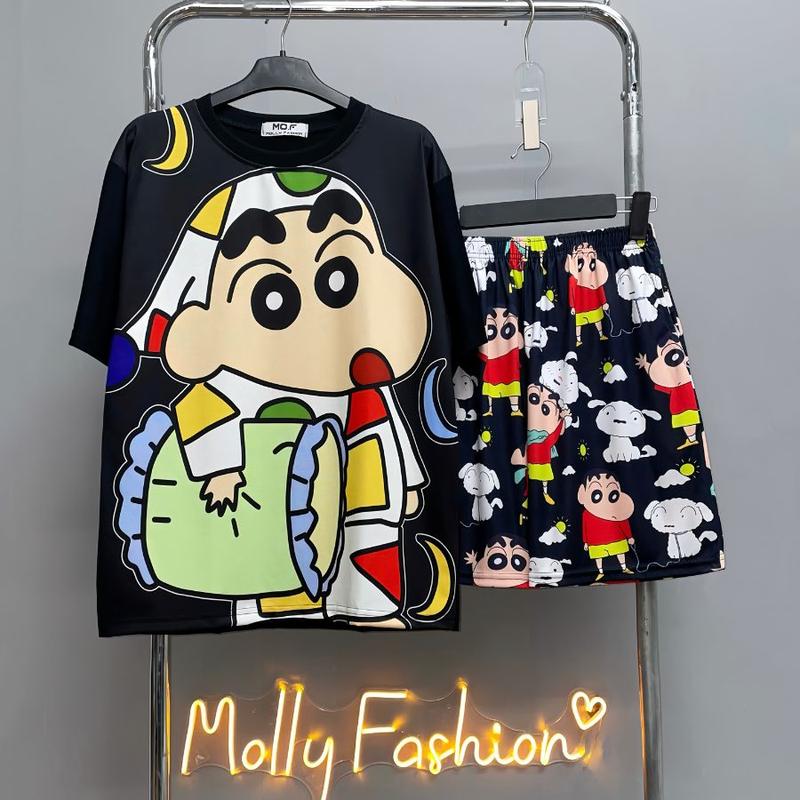Set đồ bộ hoạt hình SH.IN ĐỒ NGỦ ĐEN mặc nhà form rộng Freesize dành cho nam nữ Molly Fashion