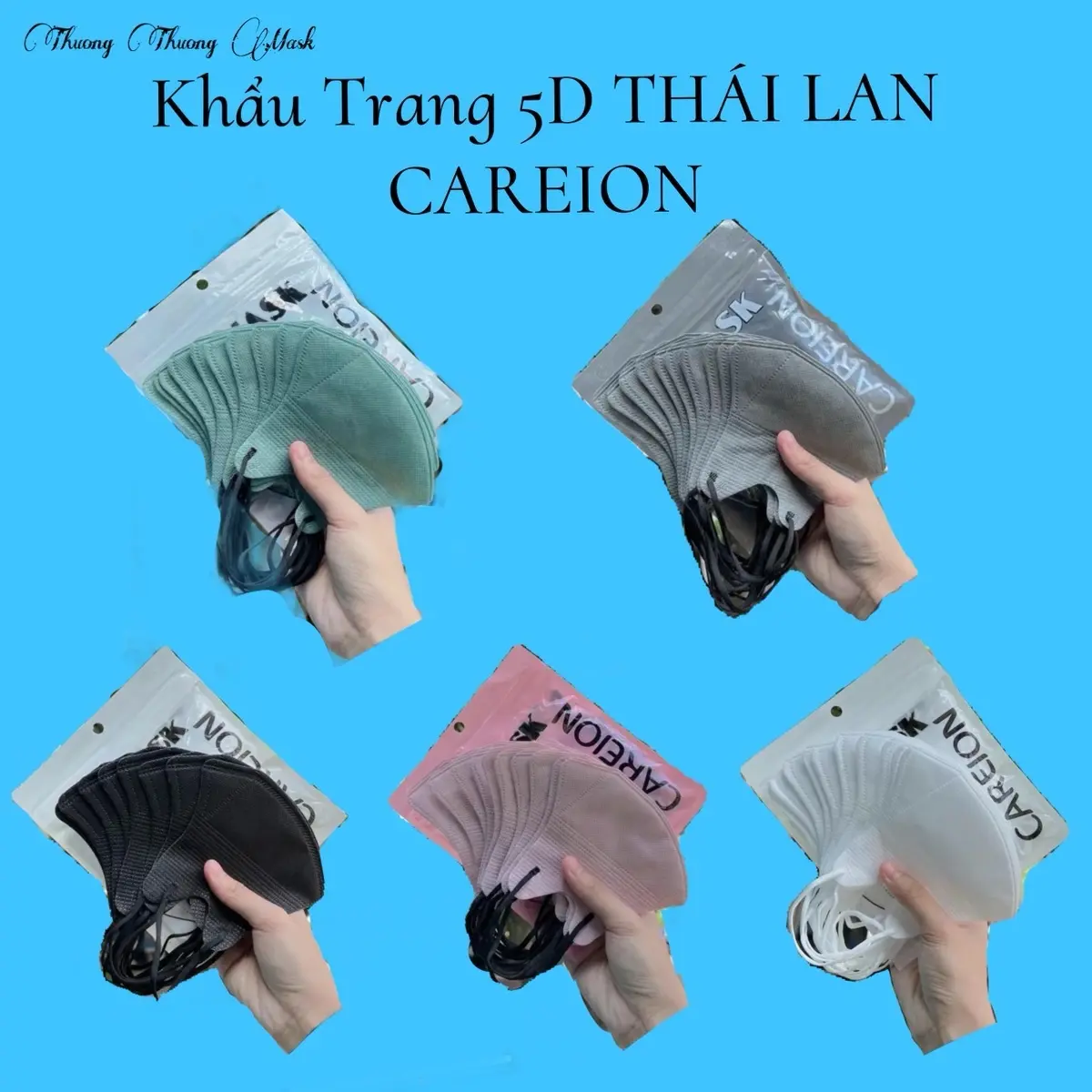 Mua 100 Tặng 10 Chiếc Khẩu Trang 5D THÁI LAN CAREON Nhiều Màu Xinh Phụ Kiện Women Nữ Accessories Voi Tim Khuyên Tai khẩu trang & phụ kiện 【thời trang đen】 vn
