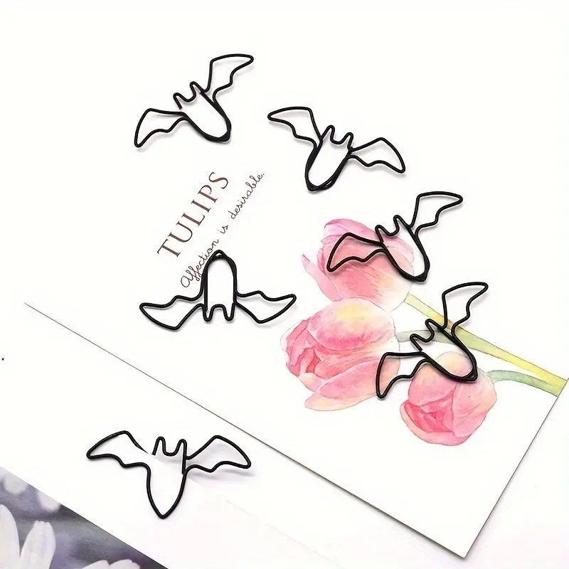Bat Shaped Paper Clip (20pcs), Metal Bookmark Binder Clip, Document Organizer, File Holder Accessories for School and Home Use 6