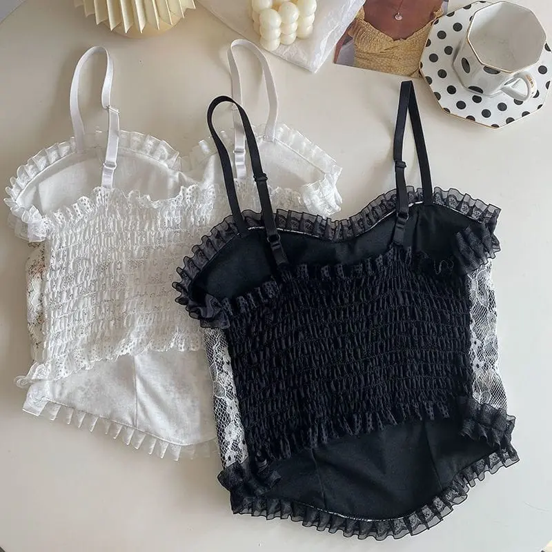 XT Korean Lace Pearl Floral Tank Top Atasan Wanita Korea Style import BRA43 2