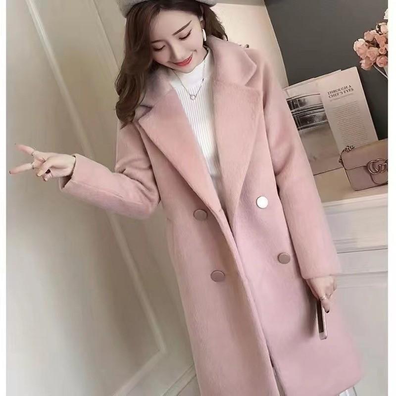 Product Introduction of Plus Size Thicken Cotton Woolen Jacket Women's Mid-Length Autumn Winter Korean Version Loose Woolen Coat 14
