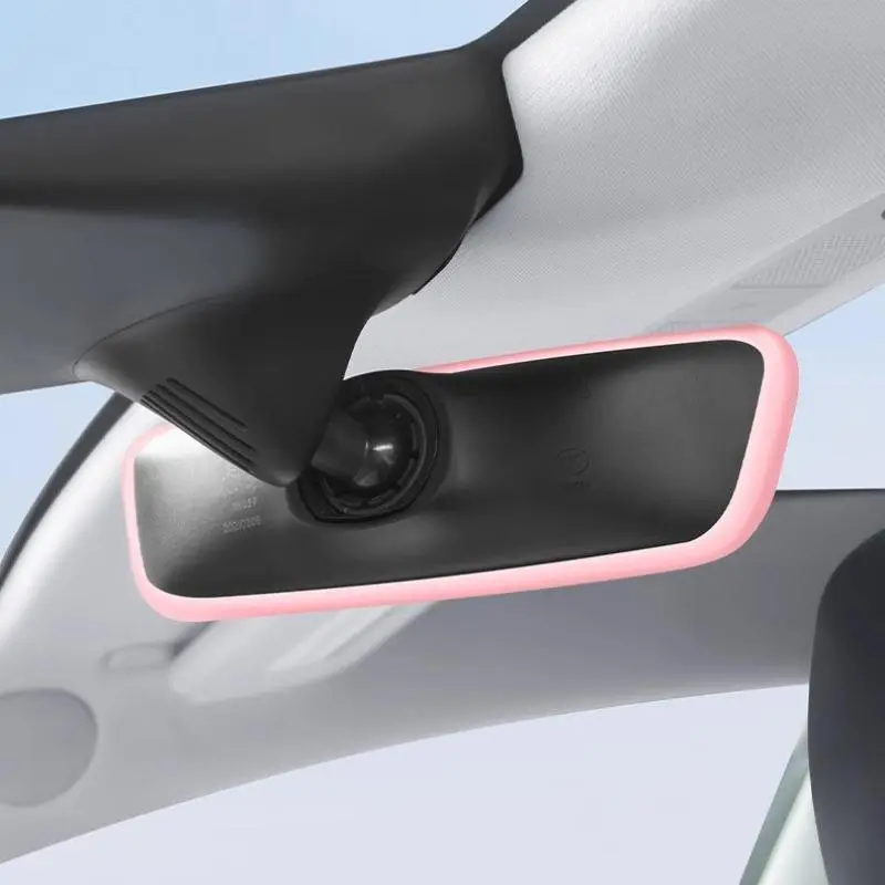 Car Interior Rearview Mirror Silicone Cover, Car Interior Rearview Mirror Protective Frame, Silicone Cover Decoration for Tesla Model 3/Y 7