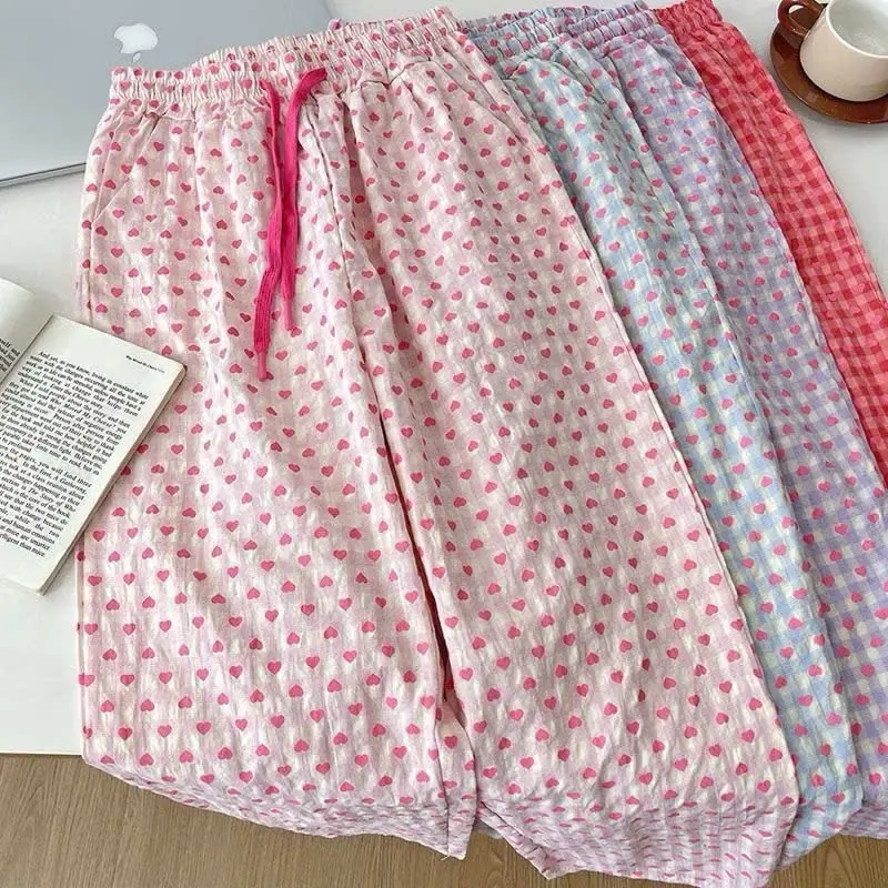 Quần xuông kẻ tim- cute- xinh- dễ mặc dễ phối