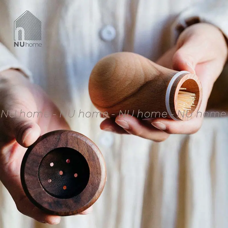 Hũ tăm gỗ hình nấm, được thiết kế mộc mạc với chất liệu gỗ tự nhiên cao cấp Đựng Gia Vị 8