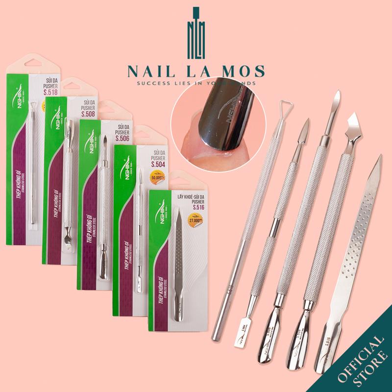 Cây sủi da 2 đầu Kềm Nghĩa S504 S506 S508 S516 S518 chính hãng - Cây cạo gel sủi móng đẩy da chết lấy khóe thép không gỉ