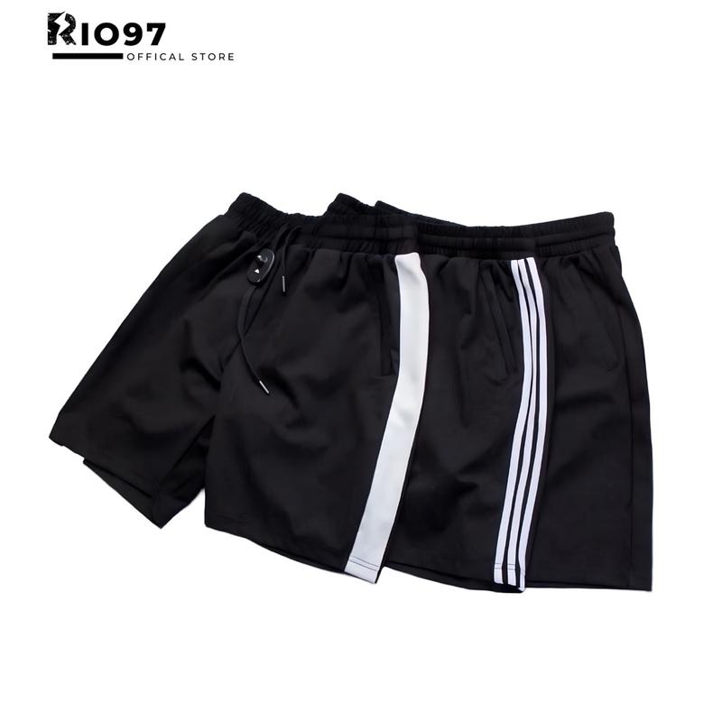 Quần Short Thể Thao Đơn Giản Nam Nữ 1 Sọc Và 3 Sọc, Chất Vải Thun Poly Mềm Mịn, Lưng Thun Co Giãn