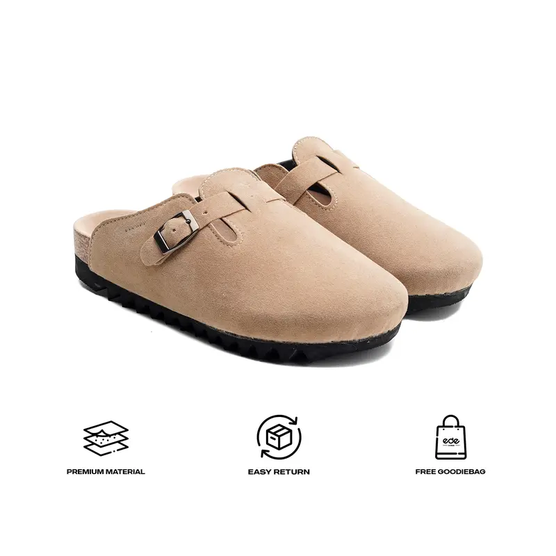 Edefootwear BENN - Sandal Clog Mule Suede Abu,Olive,Krem,Hitam Slip on Pria Wanita 0