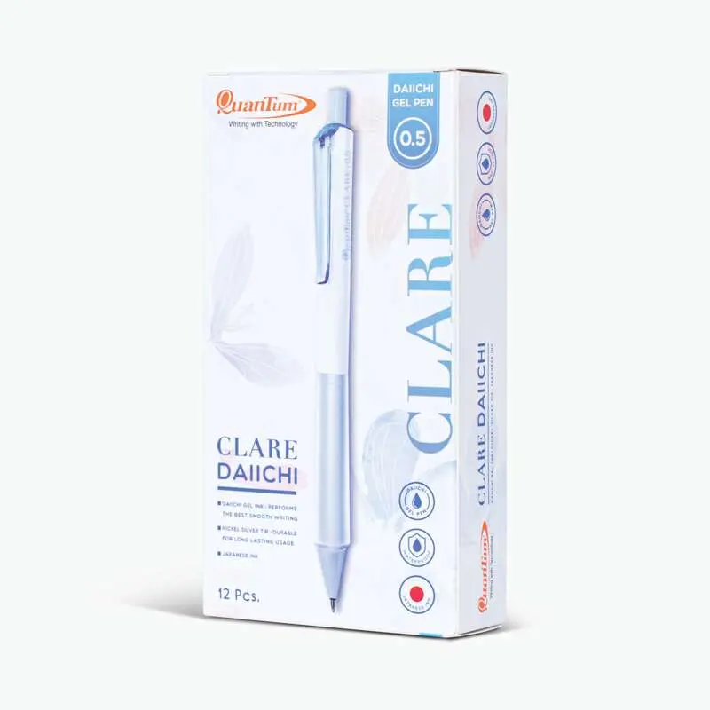 [เก็บเงินปลายทาง] ปากกาเจลควอนตัม Quantum CLARE 0.38/0.5 หมึกน้ำเงิน (3ด้าม/12ด้าม)