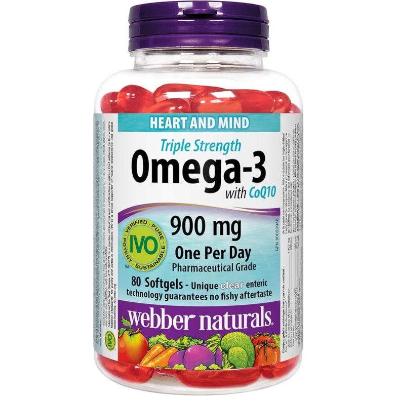 Dầu cá Omega 3 with CoQ10 900mg Webber Naturals 80 viên mềm