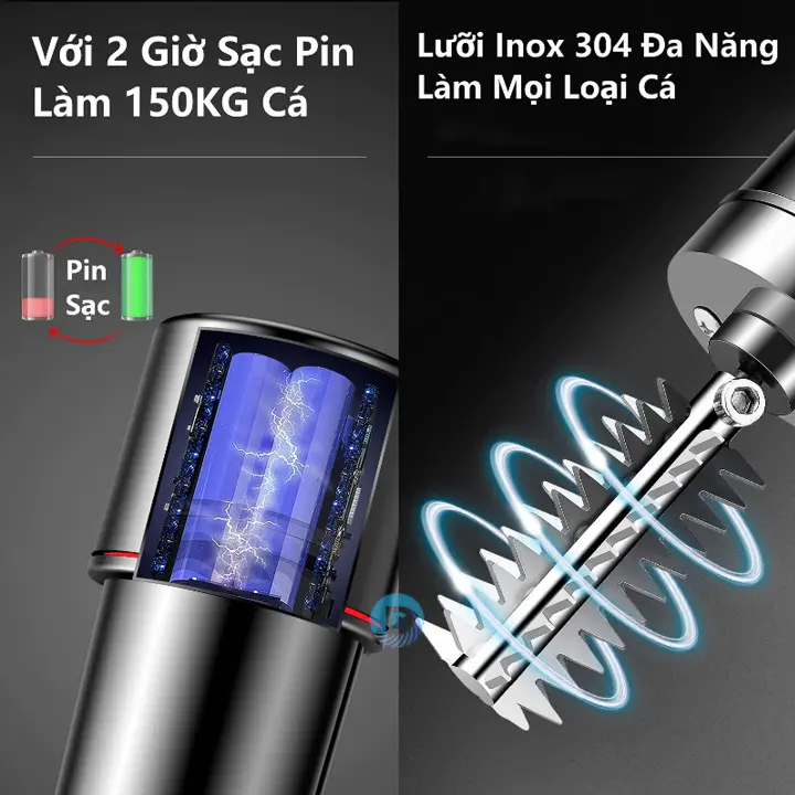 Máy Đánh Vảy Cá Cầm Tay Công Suất Lớn 125W Chống Nước, lưỡi Inox 304 8
