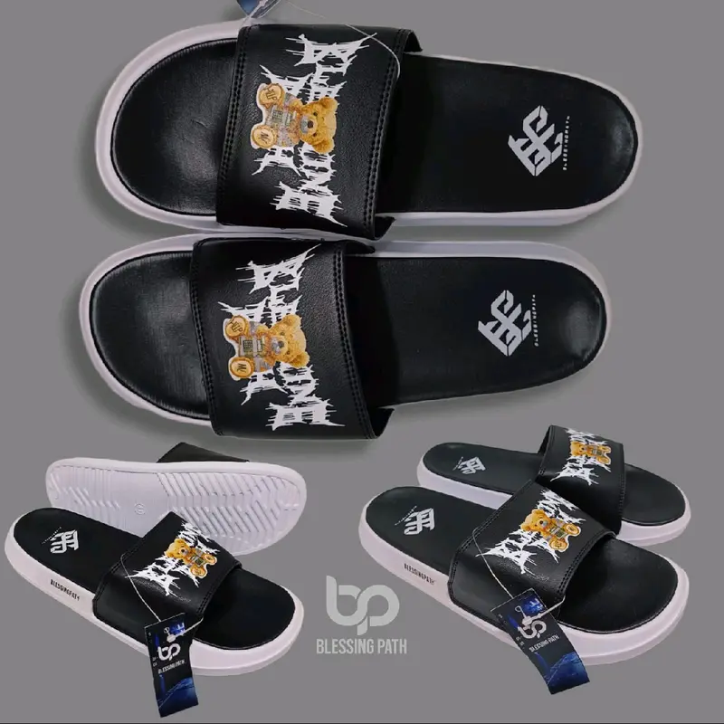 Sandal Slop Print BLESSINGPATH Neo Leather Cowok Cewek Karet 100% Baru - Shoes, Pria/sandal santai selop 1