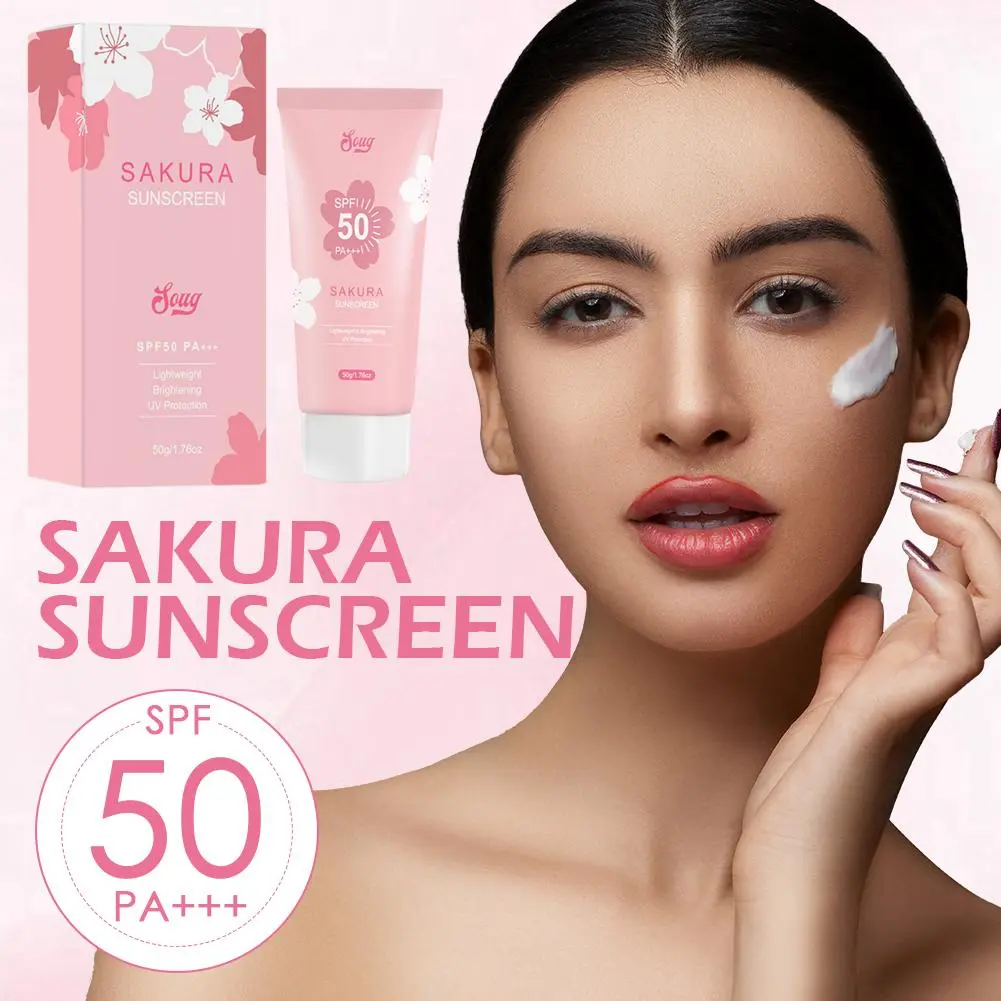 50g Sakura Sunscreen UV Protector SPF50 PA+++ Sunblock Cream Face Body Sunscreen Long Lasting Moisturizing