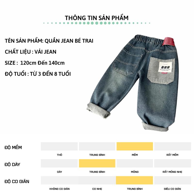 Quần jean dài bé trai 27Kids KACADY quần bò mềm lưng chun nam cho trẻ từ 4-12 tuổi BLJE4 5