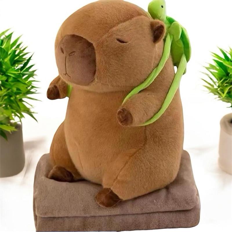  Gấu bông kèm chăn hình gấu capybara đeo balo rùa ngỗ nghĩnh gấu ôm capybara bông mềm Thú Nhồi Bông 